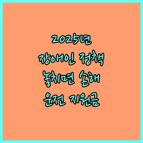 2025 장애인 운전 지원 정책, 놓치면 손해!