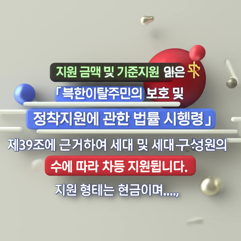 북한이탈주민 지원금액 안내 이미지