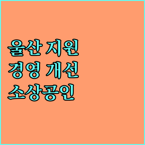울산 소상공인 경쟁력 강화 2025 경영환경 개선 지원