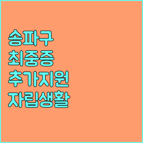 2025 송파구 최중증 장애인 추가 지원: 자립을 위한 맞춤형 서비스 안내