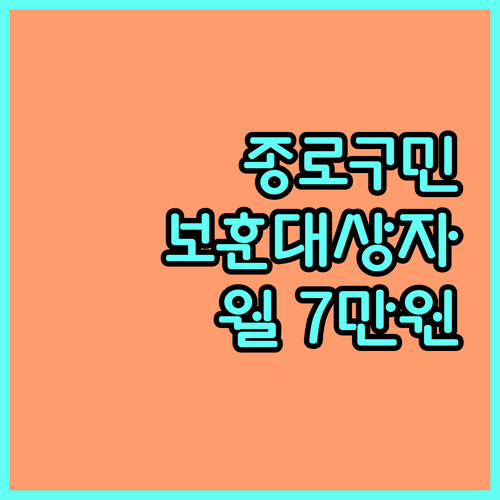 종로구 보훈대상자 필독 2025년 예우수당 월 7만원 신청하세요