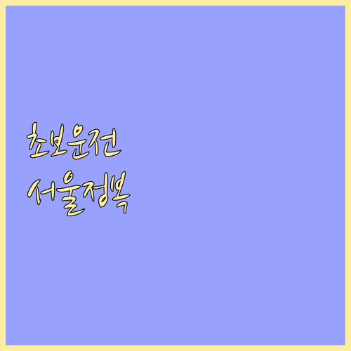 서울 초보 운전 완전 정복: 핵심 연습 장소 및 안전 수칙