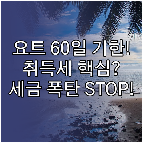 요트 구입 필수 세금 지식: 취득세 60일 신고 기한과 세율 기준