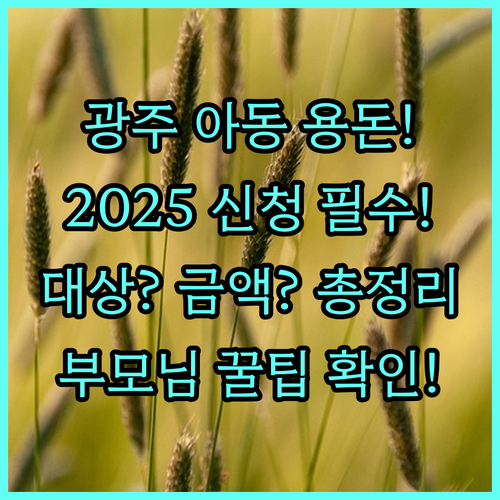 광주 학령기 아동 용돈 지원 2025 대상 내용 신청 방법 총정리