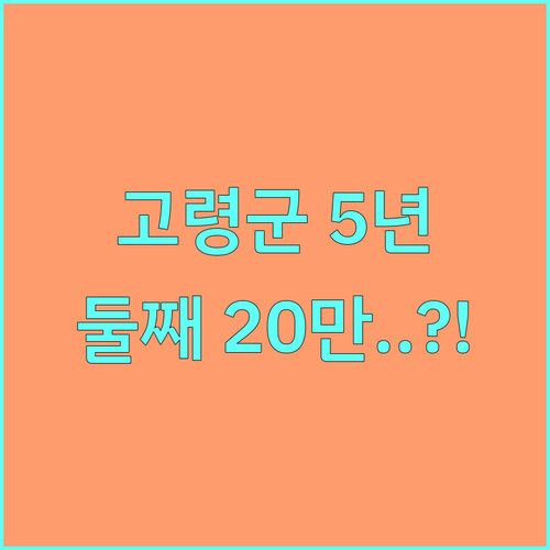 2025 고령군 둘째부터 5년간 매월 20만원 지원 방식