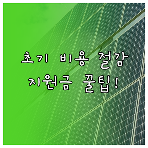 태양광 설치 지원금 신청 전략 초기 비용 절감 핵심 분석