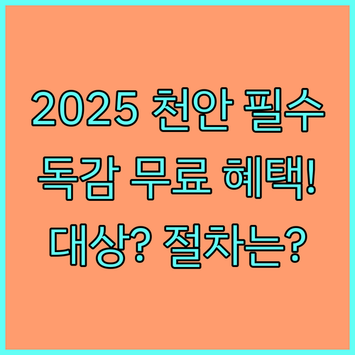 2025 천안시민 무료 독감 예방접종 대상 비용 접종 절차 요약