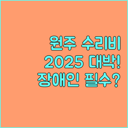 강원 원주 2025 등록 장애인 보장구 수리비 지원 자격 및 지급 방식
